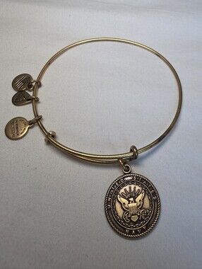 Alex And Ani Gold Navy Seal Charm Bangle Bracelet